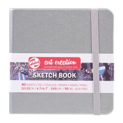 Talens Art Creation Sketchbook Sert Kapak Eskiz Defteri 140 gr 12x12 cm 80 yp SILVER - 1