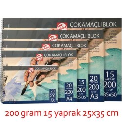 Talens Çok Amaçlı Resim Bloğu 200 gr 15 yp 25x35 cm - 1