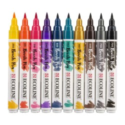 Talens Ecoline Brush Pen Fırça Uçlu Kalem 10 Renk Set DARK - 1