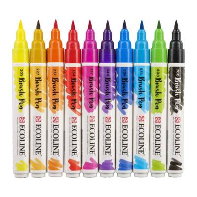 Talens Ecoline Brush Pen Fırça Uçlu Kalem 10 Renk Set N - 1