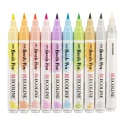 Talens Ecoline Brush Pen Fırça Uçlu Kalem 10 Renk Set PASTEL - 1