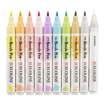 Talens Ecoline Brush Pen Fırça Uçlu Kalem 10 Renk Set PASTEL - 1