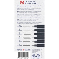 Talens Pigment Fineliner Teknik Çizim Kalemi 6'lı Set - 3