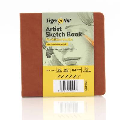 Tigertint Sketch Book Sert Kapaklı Eskiz Defteri 140 gr 12x12 cm 80 yp Taba - 1