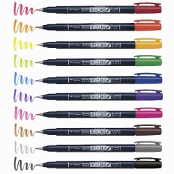 Tombow Fudenosuke Fırça Uçlu Kalem 10 RENK SET - 1