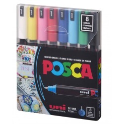 Uni Posca PC-1MR Boyama Markörü 0.7 mm 8'li Set Ana Renkler - 1