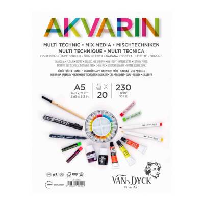 Van Dyck Akvarin Multi Purpose Sanatsal Blok 230 gr 20 yp A5 Spiralli - 1