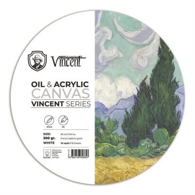 Vincent Oil & Acrylic Canvas White Daire Tuval Dokulu Blok 300 gr 30 cm 10 Sayfa - 1