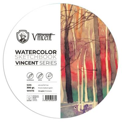 Vincent Watercolor Sketchbook White Daire Suluboya Blok 300 gr 40 cm 10 Sayfa - 1