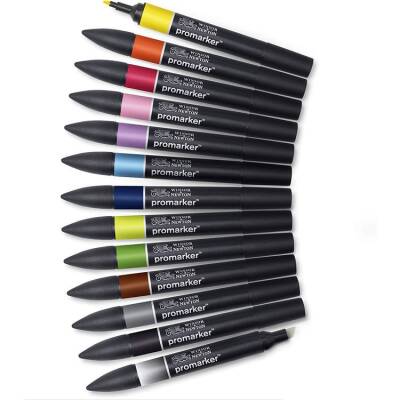 Winsor & Newton Promarker 12+1 Set 1 (12 Renk + Karıştırıcı) - 1