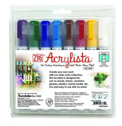 Zig Acrylista Marker Akrilik Boyama Kalemi 6 mm Kesik Uç 8 RENK SET BASIC - 1