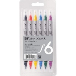 Zig Clean Color f Çift Uçlu Kalem 6 Renk Set - 1