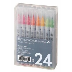 Zig Clean Color Real Brush Fırça Uçlu Marker Kalem 24 RENK SET - 1