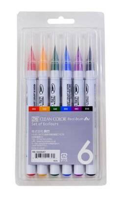 Zig Clean Color Real Brush Fırça Uçlu Marker Kalem 6 RENK SET - 1