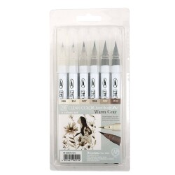 Zig Clean Color Real Brush Fırça Uçlu Marker Kalem 6 RENK WARM GRAY - 1