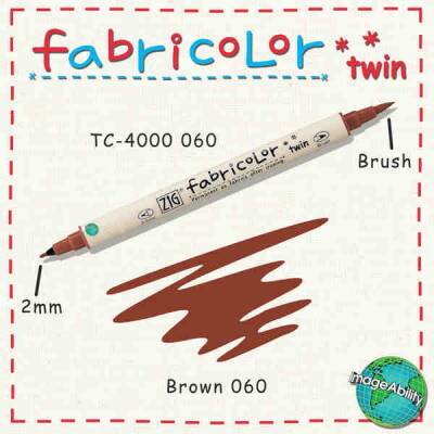 Zig Fabricolor Twin Çift Uçlu Kumaş Boyama Kalemi BROWN - 1