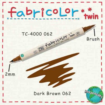 Zig Fabricolor Twin Çift Uçlu Kumaş Boyama Kalemi DARK BROWN - 1