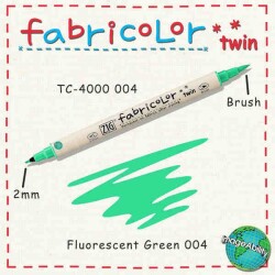 Zig Fabricolor Twin Çift Uçlu Kumaş Boyama Kalemi FLUORESCENT GREEN - 1