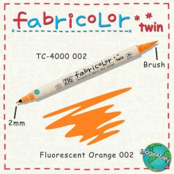 Zig Fabricolor Twin Çift Uçlu Kumaş Boyama Kalemi FLUORESCENT ORANGE - 1