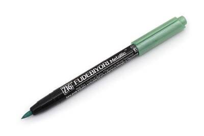 Zig Fudebiyori Metallic Brush Pen Yaldızlı Fırça Uçlu Marker Kalem GREEN - 1