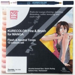 Zig Kurecolor Fine & Brush for Manga Flesh & Neutral Tones 12 Renk - 1