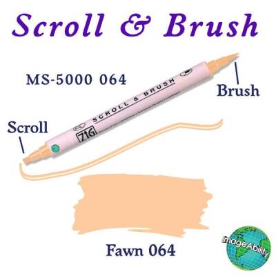 Zig Scroll & Brush Çift Çizgi ve Fırça Uçlu Kaligrafi ve Gölgeleme Kalemi 064 Fawn - 1